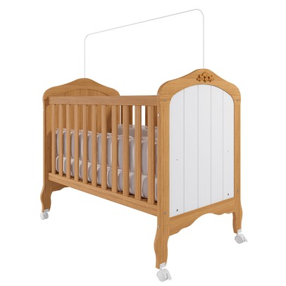 Berço Mini Cama Harmonia 100% Mdf Nature/Branco - Permobili