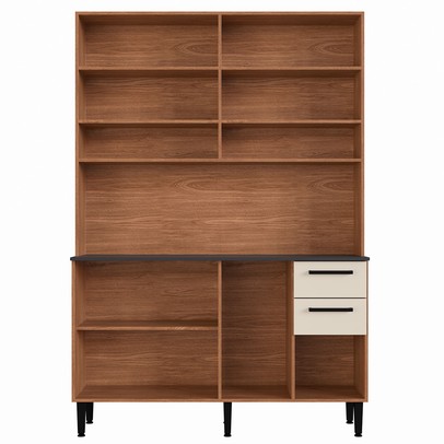 Cozinha Compacta Nicole 7 Portas 2 Gavetas Freijó/Off White - Irm Móveis