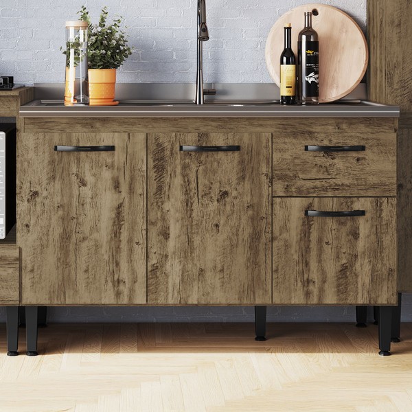 Balcão de Cozinha para Pia 3 Portas 1 Gaveta Itauba - Irm Móveis