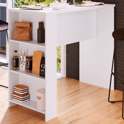 Bancada de Cozinha Luna 3 Prateleiras Branco - Irm Móveis