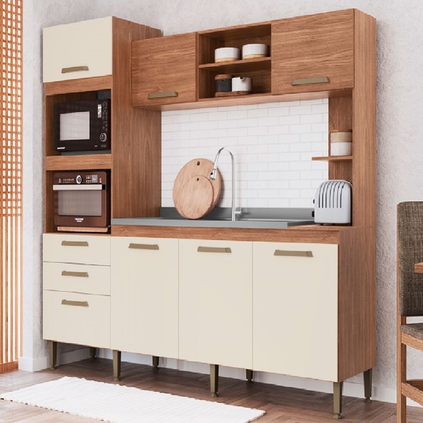 Cozinha Completa Melyna 7 Portas 2 Gavetas Freijó/Off White - Irm Móveis