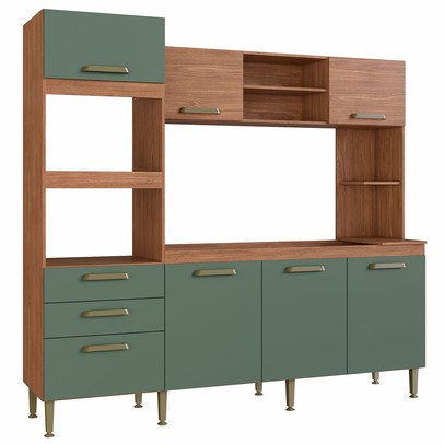 Cozinha Completa Melyna 7 Portas 2 Gavetas Freijó/Oliva - Irm Móveis