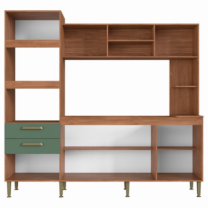 Cozinha Completa Melyna 7 Portas 2 Gavetas Freijó/Oliva - Irm Móveis