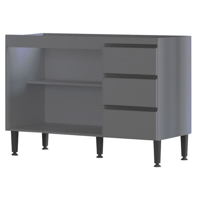 Balcão de Cozinha para Pia Athena 2 Portas 3 Gavetas Branco - Irm Móveis