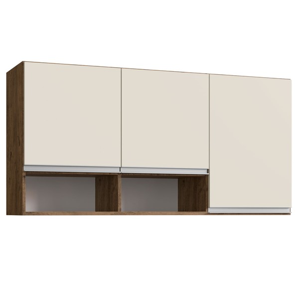 Armário Aéreo Cozinha Athena 3 Portas Itauba/Off White - Irm Móveis