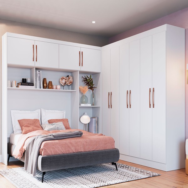 Guarda-Roupa Casal Modulado Athenas 10 Portas 4 Gavetas Branco - Doripel