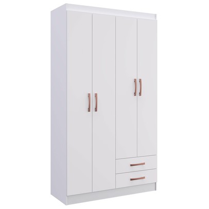 Guarda-Roupa Solteiro Treviso Plus 4 Portas 2 Gavetas Flex Branco/Rosa/Azul - Doripel