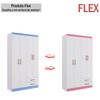 Guarda-Roupa Solteiro Treviso Plus 4 Portas 2 Gavetas Flex Branco/Rosa/Azul - Doripel