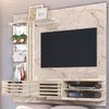 Painel para TV Até 55 Polegadas Frizz 2 Portas 3 Prateleiras com Espelho e com Led Calacata/Off White - Madetec