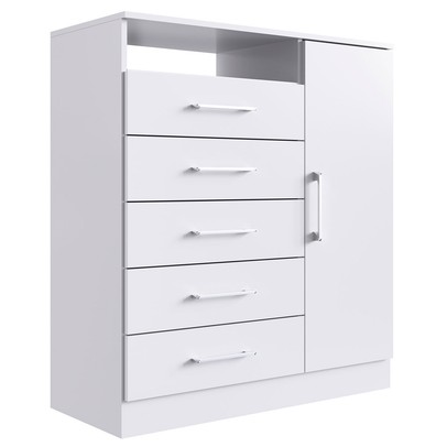 Cômoda Rubi 1 Porta 5 Gavetas Branco - Irm Móveis