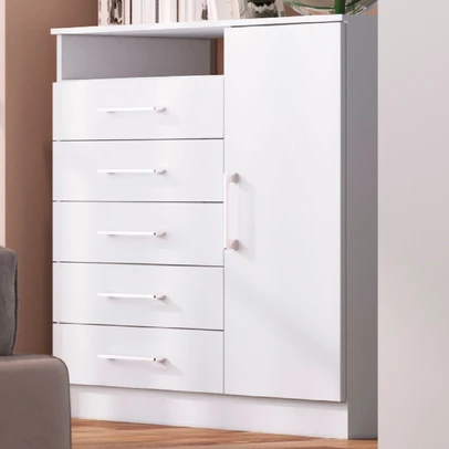 Cômoda Rubi 1 Porta 5 Gavetas Branco - Irm Móveis