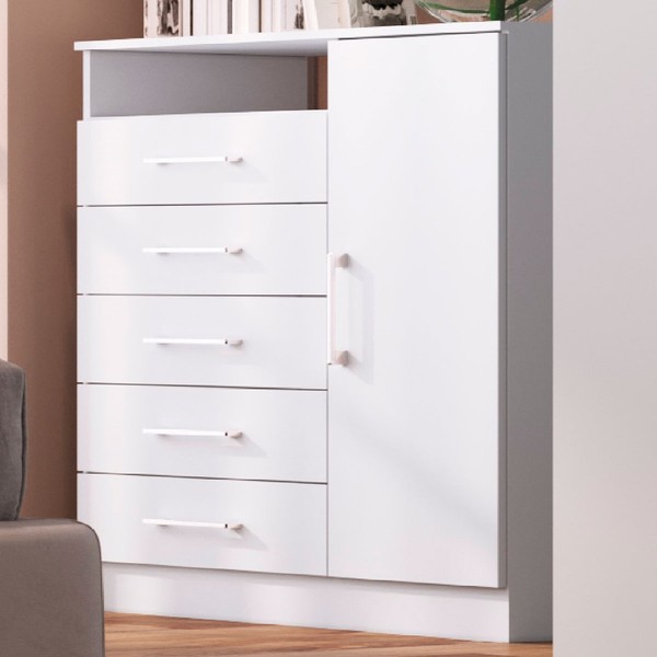 Cômoda Rubi 1 Porta 5 Gavetas Branco - Irm Móveis