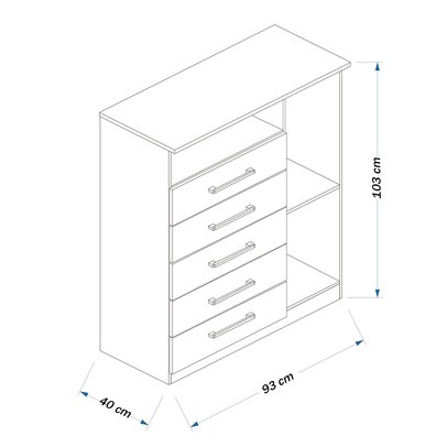 Cômoda Rubi 1 Porta 5 Gavetas Branco - Irm Móveis