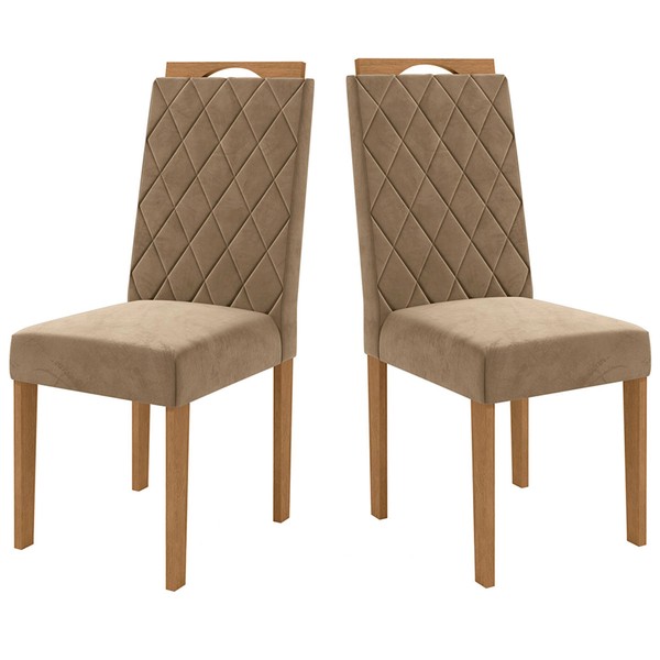 Cadeiras Kit 2 Cadeiras Veludo Bege Cad152ea  - Kappesberg