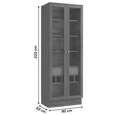 Cristaleira Botanic 80 Cm 2 Portas 1 Gaveta Nogueira/Fendi Fosco - Kappesberg