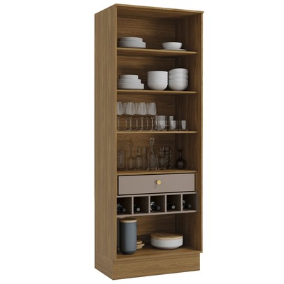 Cristaleira Botanic 80 Cm 2 Portas 1 Gaveta Nogueira/Fendi Fosco - Kappesberg