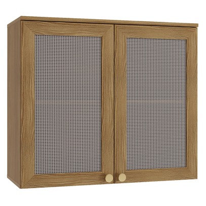 Armário Aéreo Cozinha Botanic 80 Cm 2 Portas com Tela Nogueira Fosco - Kappesberg