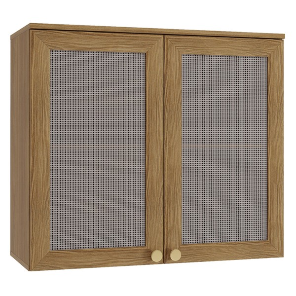 Armário Aéreo Cozinha Botanic 80 Cm 2 Portas com Tela Nogueira Fosco - Kappesberg