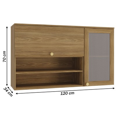 Armário Aéreo Cozinha Botanic 120 Cm 2 Portas Nogueira Fosco - Kappesberg
