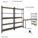 Conjunto Home Office Estilo Industrial 3 Peças Rush Dark/Preto - Pnr Móveis