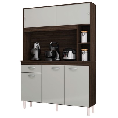 Cozinha Compacta Duda 5 Portas 1 Gaveta Chocolate/Off White - Poquema