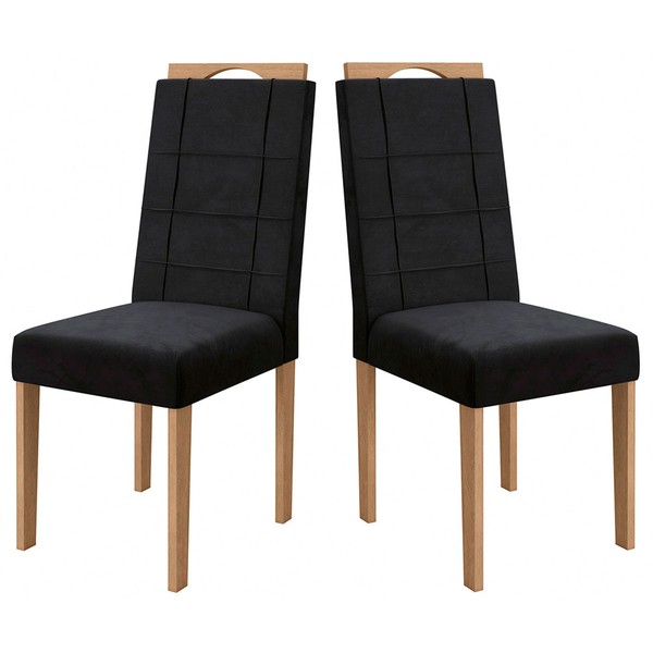 Cadeiras Kit 2 Cadeiras Cad150ea Veludo Preto - Kappesberg