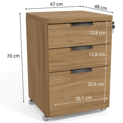 Gaveteiro com Rodízios 3 Gavetas Itapua - Kappesberg