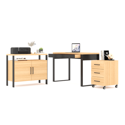 Conjunto Home Office 3 Peças 100% Mdf Pratice Freijó - Pradel