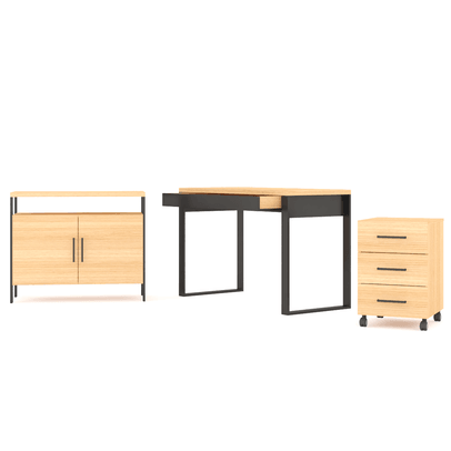 Conjunto Home Office 3 Peças 100% Mdf Pratice Freijó - Pradel
