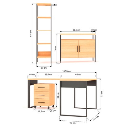 Conjunto Home Office 4 Peças 100% Mdf Pratice - Pradel