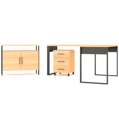 Conjunto Home Office 3 Peças 100% Mdf Pratice - Pradel