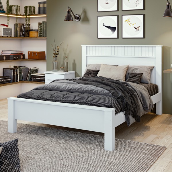 Cama de Casal Athenas Branco - Móveis Lopas