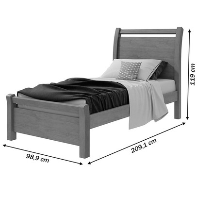 Cama de Solteiro Reali Imbuia Clean - Móveis Lopas