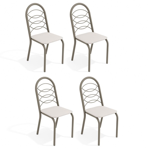 Cadeiras Kit 4 Cadeiras Holanda Nickel Branco - Kappesberg