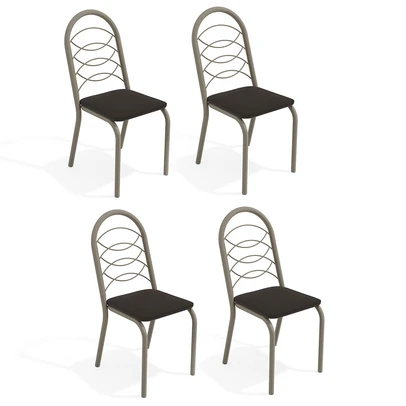 Cadeiras Kit 4 Cadeiras Holanda Nickel Preto - Kappesberg