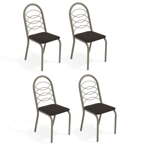 Cadeiras Kit 4 Cadeiras Holanda Nickel Preto - Kappesberg