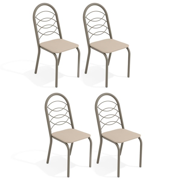 Cadeiras Kit 4 Cadeiras Holanda Nickel Nude - Kappesberg