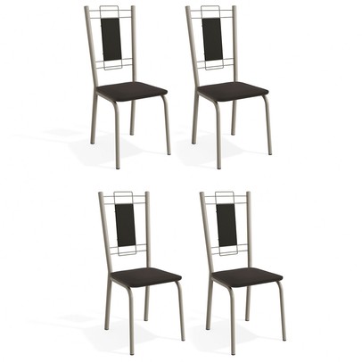 Cadeiras Kit 4 Cadeiras Florença Nickel Preto - Kappesberg