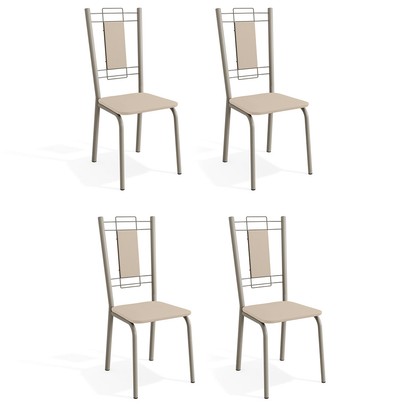 Cadeiras Kit 4 Cadeiras Florença Nickel Nude - Kappesberg