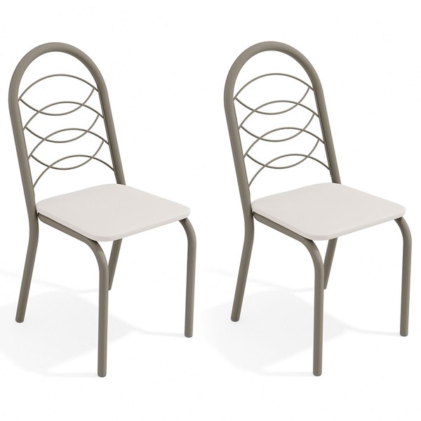 Cadeiras Kit 2 Cadeiras Holanda Nickel Branco - Kappesberg