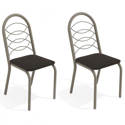 Cadeiras Kit 2 Cadeiras Holanda Nickel Preto - Kappesberg