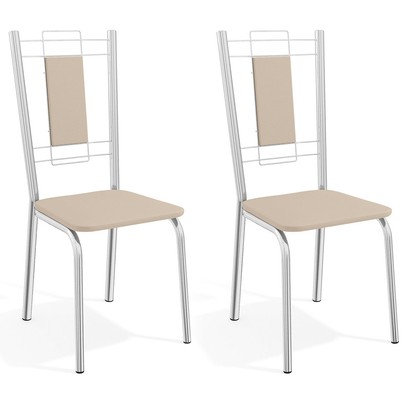 Cadeiras Kit 2 Cadeiras Florença Cromada Nude - Kappesberg