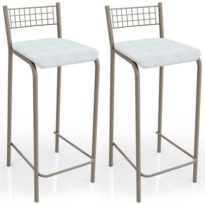 Banquetas Kit 2 Banquetas Genova Nickel Branco - Kappesberg