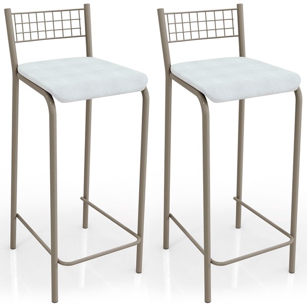 Banquetas Kit 2 Banquetas Genova Nickel Branco - Kappesberg