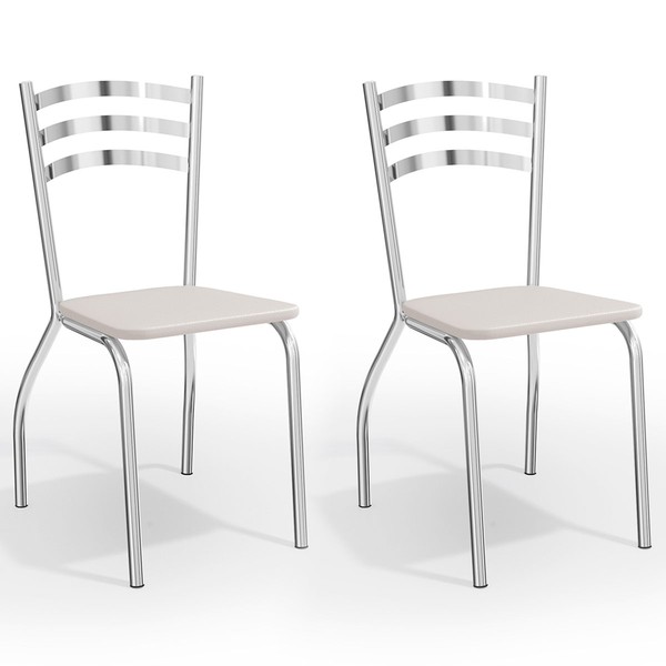Cadeiras Kit 2 Cadeiras Portugal Cromada Branco - Kappesberg