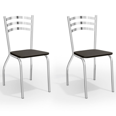 Cadeiras Kit 2 Cadeiras Portugal Cromada Preto - Kappesberg