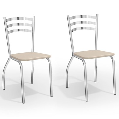 Cadeiras Kit 2 Cadeiras Portugal Cromada Nude - Kappesberg