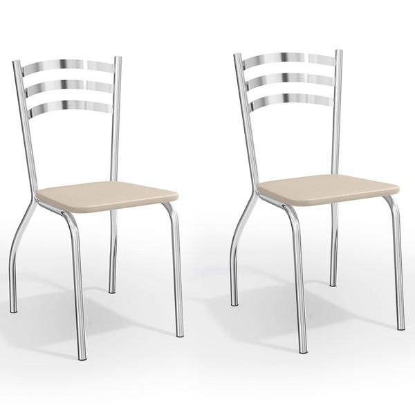 Cadeiras Kit 2 Cadeiras Portugal Cromada Nude - Kappesberg