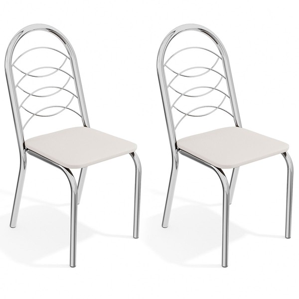 Cadeiras Kit 2 Cadeiras Holanda Cromada Branco - Kappesberg