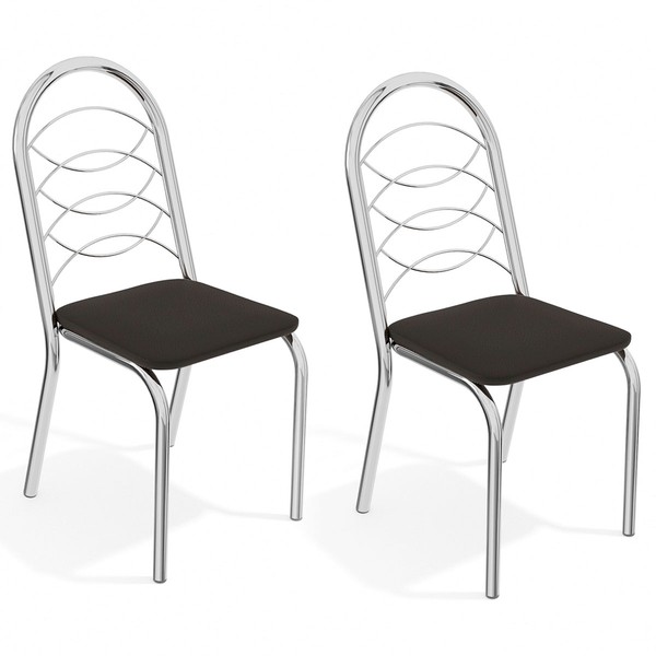 Cadeiras Kit 2 Cadeiras Holanda Cromada Preto - Kappesberg
